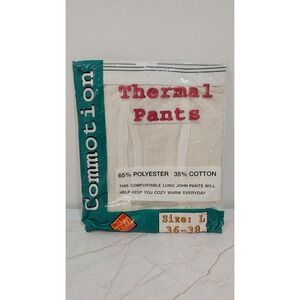 Commotion Vintage Mens Thermal Pants Long Johns Cream Waffle Knit Size L 36-38